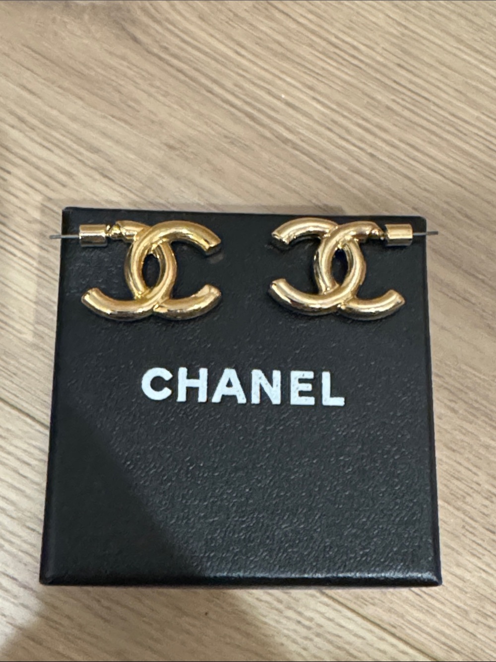 Gold Interlocking CC Stud Earrings